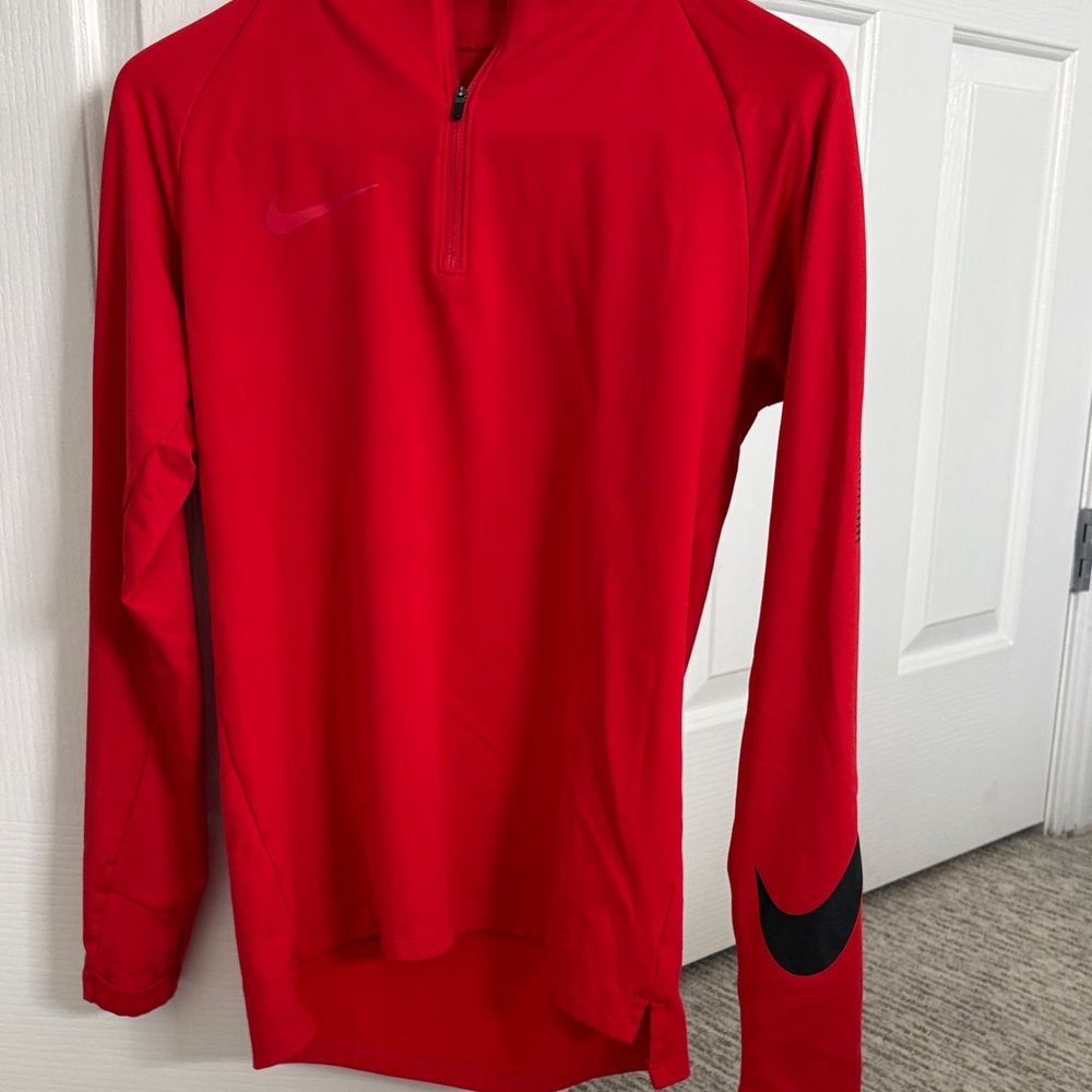 Nike Red Half-Zip Long Sleeve Top